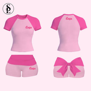 Conjunto Deportivo de Invierno para Mujer Y2K 2026, Logotipo Personalizado, Poliéster de Alta Calidad, Manga Corta, 3 Piezas - Product Image 1