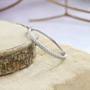 925 Sterling Silver Half Twisted Rope <b>Ring</b> for Women Stackable Minimalist Boho Handmade <b>Thin</b> Band Promise <b>Ring</b> GIA Certified - Product Image 6