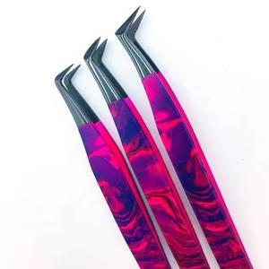 Pinzas Quirúrgicas de Precisión Morje para Pestañas, Acero Inoxidable, Rosa Púrpura Marmoleado, Punta Lisa/Dentada/Serrada, 10 mm, Modelo MS-ET-0007 - Product Image 6