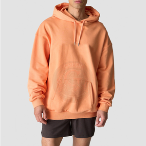 Sweat-shirt à capuche en coton épais pour homme, coupe oversize, épaules tombantes, avec doublure en polaire brossée, pour un style décontracté et urbain - Product Image 2
