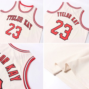 Maillot de basket-ball rétro authentique rouge-noir personnalisé - 100 % polyester respirant et anti-humidité - Noms d'équipe personnalisés - Product Image 2