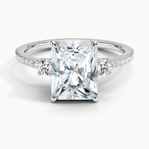 Bague BOJ 0145 en argent 925, taille radiant, sertie de trois pierres Lyra, solitaire en diamant 2 carats, couleur D, VVS1, Moissanite GRA, en promotion - Product Image 1