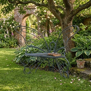 Banc de jardin en fer forgé résistant aux intempéries, design européen classique, 2 places, pour terrasse et jardin - Product Image 4