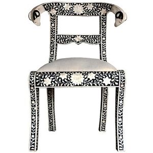 Elegante Silla de Resina con Incrustaciones de Hueso para Interiores Refinados y Asientos Confortables - Product Image 1