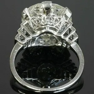 Vintage Moissanite <b>Solitaire</b> Engagement <b>Ring</b> 925 Sterling <b>Silver</b> White Gold Plated Prong Setting D Color VVS1 3 Carat Cut <b>Ring</b> - Product Image 3