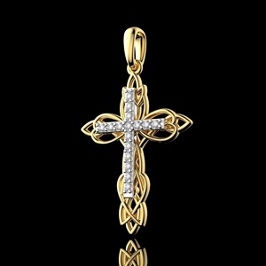 Moissanite Cross <b>Necklace</b> with Lab Grown Diamond <b>Necklace</b> Christian Jewelry Faith Pendant in 925 <b>Silver</b> & 14K Gold Diamond - Product Image 3