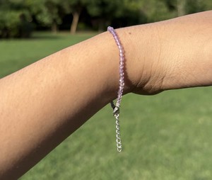 Natural <b>Amethyst</b> Micro Faceted Beads <b>Bracelet</b> 925 Sterling Silver Adjustable Purple Gemstone <b>Bracelet</b> Wholesale Jewelry - Product Image 6