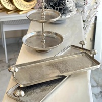 Plateau de service à dessert mobile en métal artisanal de luxe au design moderne, motif champignon, idéal pour le Ramadan et les mariages - Vente chaude Kayna Export