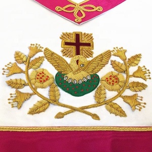 Delantal de Rose Croix masónico de 18 grados hecho a mano, accesorio de imán de cuero de tamaño personalizable, insignia de diseño bordado 3D para coser - Product Image 5