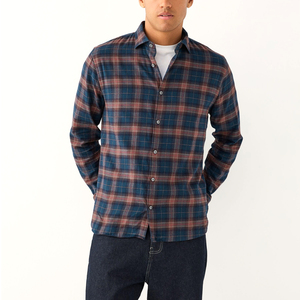 Chemises en flanelle brossée à carreaux marron rouille et bleu marine, de haute qualité, classiques, tendance, nouveau modèle, service OEM ODM, meilleur fournisseur, prix de gros - Product Image 1