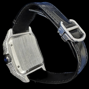 Montre-bracelet pour homme de qualité supérieure avec boîtier carré, cadran à chiffres romains, diamant moissanite, bracelet en cuir noir, fabrication artisanale - Product Image 2