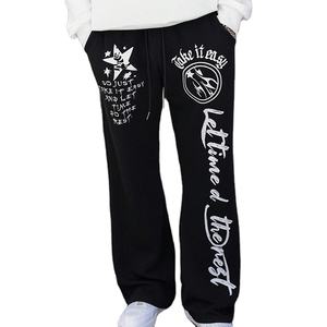 Pantalones de chándal acampanados informales de alta calidad personalizados para hombre, pantalones de chándal con cintura elástica de retazos para hombre, pantalones de chándal acampanados apilados para hombre - Product Image 1