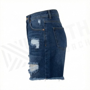 Shorts en jean décontractés pour hommes, coupe classique, taille haute, respirants, délavage clair, été/hiver, avec logo personnalisé - Product Image 3