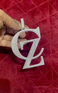 Pendentif lettre CZ plaqué argent, serti de strass, thème Hip Hop, bijoux de mode unisexe, cadeau - Product Image 2