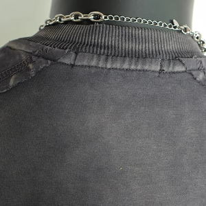 เสื้อยืดเปล่าผู้ชายพิมพ์ลายโลโก้ตามสั่ง 330GSM ผ้าฝ้าย 100% ยูนิเซ็กซ์ ล้างสีแบบแอซิดวอช ขาดรุ่ย สไตล์ลำลอง ผ้าเฟรนช์เทอร์รี่ พิมพ์ลายทอ - Product Image 3