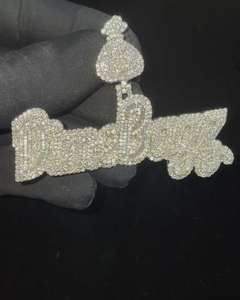 Pendentif personnalisé avec nom et initiale en argent sterling 925, motif sac d'argent, serti de moissanite, style hip-hop, bijoux bling-bling - Product Image 1