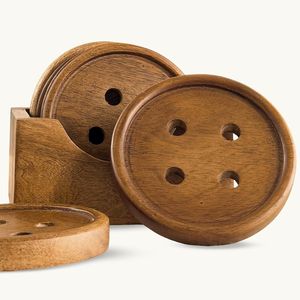 Hand Crafted Natural Acacia Wood <b>Coaster</b> Set With Holder Rustic <b>Drink</b> <b>Coasters</b> Table Decor Drinkware - Product Image 3