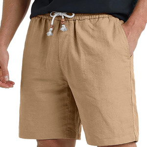 Pantalones cortos unisex de 280 GSM, 100% algodón, color sólido, con posibilidad de imprimir logotipo, para verano, gimnasio, actividades al aire libre, para hombre, con bolsillos. - Product Image 3