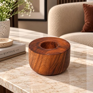 Ensemble de porte-bougies rustiques en bois, finition naturelle, faits à la main, support pour bougies chauffe-plat, centre de table, décoration intérieure, cadeau de mariage, collection d'accessoires - Product Image 1