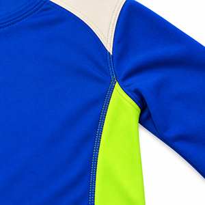 BFIT Unisex Long Sleeve Rash Guard Blue <b>Neon</b> Green Color Blocked Quick Dry Anti-UV Sport Shirt Adult Compression Fit Polyester - Product Image 4
