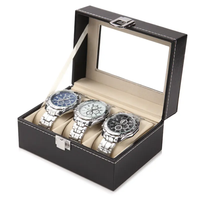 Boîte à montre en carton réutilisable haut de gamme avec logo personnalisé imprimé en relief, finition bronzée, revêtement UV, doublure en éponge, étuis cadeaux portables pour hommes