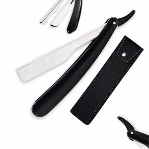Stainless Steel Customized Barber Shaving <b>Razor</b> With Pu Leather Case Holder, Suitable For Shaving Beard - Product Image 1