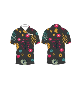 เสื้อโปโลผู้ชายลายดอกไม้เขตร้อนสีเข้ม พิมพ์ลายทั่วตัว แขนสั้น สไตล์ลำลอง สำหรับเล่นกอล์ฟ - Product Image 1