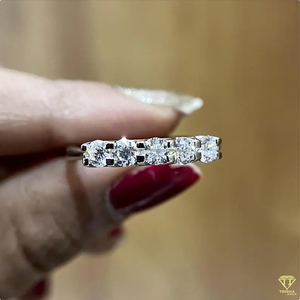 Round Cut Moissanite Five Stone Vintage Style IGI Certified Wedding Band <b>Ring</b> in 925 Sterling Silver Anniversary <b>Ring</b> for Women - Product Image 3