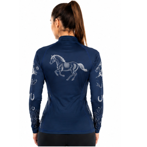 Latest Design Professional Women's Horse Riding Cotton Long Sleeve Base Layer 4-Way <b>Stretch</b> Compression Slim Fit High Rise Shirt - Product Image 2