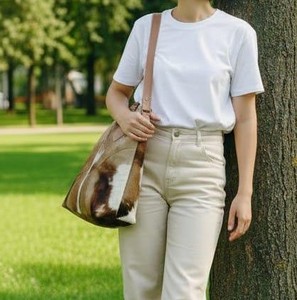Daily Use Customizable Custom Leather Hair on <b>Tote</b> <b>Bag</b> Women <b>waterproof</b> Anti Bacterial breathable design logo Hair on <b>Tote</b> <b>Bag</b> - Product Image 2