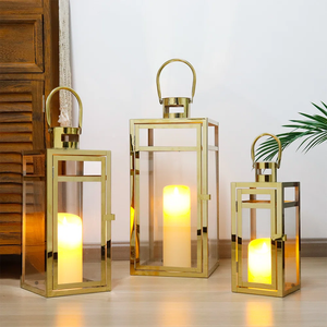 Lanterne à bougie en métal doré, unique et élégante, ornement décoratif moderne pour la maison, idéale pour les fêtes, les mariages, les célébrations, les hôtels, au meilleur prix. - Product Image 3