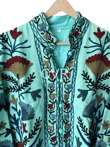Manteau décontracté de printemps pour femme grande taille, style bohème, broderie à la main motif Paisley, col mandarin, manches longues - Product Image 2
