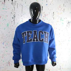 Sweat-shirt à col montant TEACH BLUE 100% NOIR avec broderie appliquée, col large, URBAN PRODUCTIONS - Product Image 6