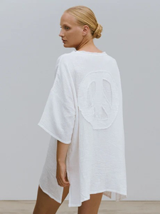 Vestido Túnica de Verano para Mujer, Holgado, de Algodón Blanco, Largo hasta el Suelo, Ecológico, Casual, de Manga Corta - Product Image 6