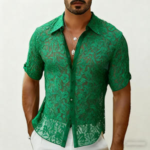 Chemise Homme Décontractée Anti-Plis à Manches Longues et Bouton Unique en Satin Tricoté Respirant 160g Polyester/Coton Teint Uni pour l'Été - Product Image 6