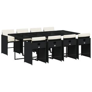 Set da Pranzo da Giardino per 8 Persone in Rattan Nero, Arredamento da Esterno in Stile Contemporaneo Resistente alle Intemperie - Product Image 2