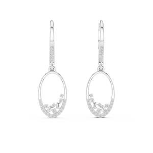 Pendientes de Oro Sólido de 10k con Diamantes Cultivados en Laboratorio, Corte Brillante Redondo y Baguette, para Mujer, Modernos, con Múltiples Piedras Finas Apiladas - Product Image 3