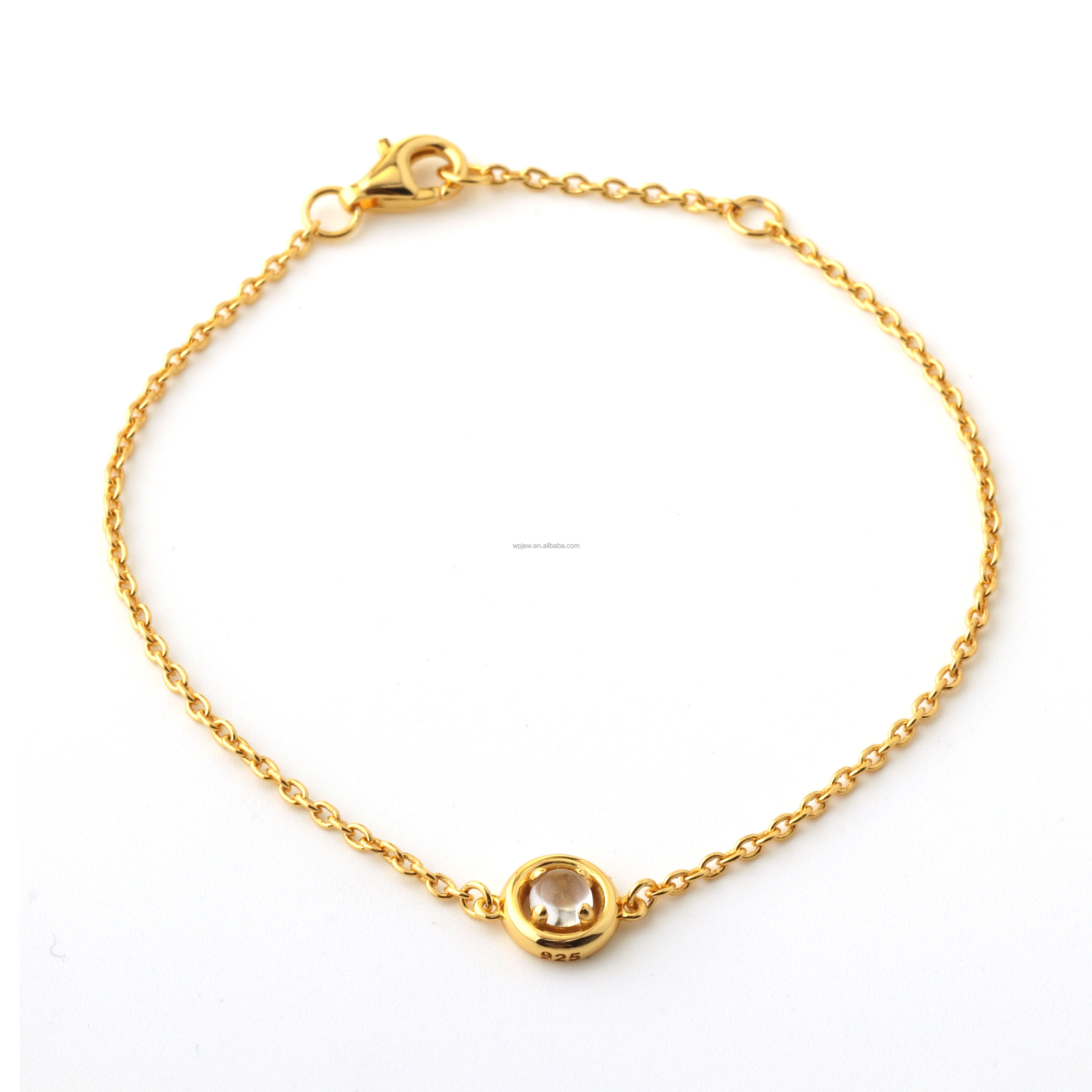 Plaqué Or-Topaze Blanche