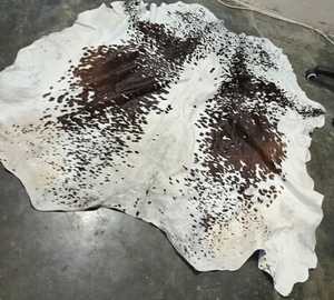 Genuine Cow Skin <b>Leather</b> Full Pelt Hair on Animal Pattern One Whole <b>Leather</b> Varsity <b>Jacket</b> 100% Polyester Filling Nylon Lining - Product Image 1