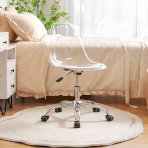Sedia da Ufficio Ergonomica Girevole in Acrilico, Altezza Regolabile, Base Cromata, Senza Braccioli, per Casa e Ufficio - Product Image 6