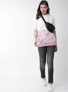 Sweat-shirt à capuche décontracté pour femme, blanc et rose camouflage, à manches longues, tricoté, style automne, 100 % coton, respirant, coupe classique - Product Image 6