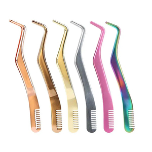 Comb Tweezer New Stainless Steel DIY <b>Cluster</b> <b>Lash</b> Tweezers Eyelash Applicator Tool Eyelash Tweezers with Comb Tweezer Custom Log - Product Image 6
