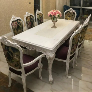 Luxury Handcrafted French Provincial 8 Seater <b>Dining</b> <b>Table</b> Set Ornate Carved <b>White</b> Antique Finish - Product Image 1
