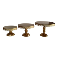 Ensemble de supports à gâteau sur pied en métal fait main, décorés de cristaux dorés, écologiques et luxueux, pour la présentation décorative de desserts