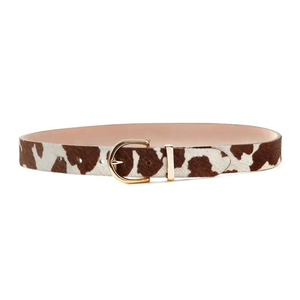 Ceinture décontractée en cuir de vache à imprimé animal avec boucle à ardillon argentée, design rectangulaire - Product Image 5