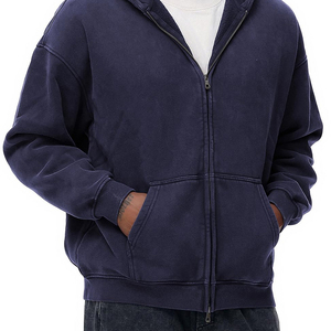 High Quality Acid Wash Men's Heavyweight Full <b>Zip</b> Hoodie Modern Streetwear Tracksuit OEM Custom Manufacturing Service - Product Image 6