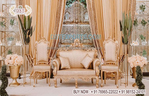 Luxurious Wedding Stage Couch & <b>Chairs</b> Set Indian Wedding <b>Reception</b> Stage Royal Sofa Set Splendid Wedding Stage Sofa Set Decor - Product Image 6