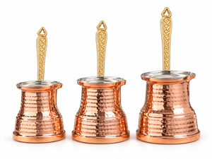 Cafetera Turca de Latón Martillado, Juego de Cezve con Asas Doradas Decorativas, Resistente al Calor, Aislamiento Térmico de 6-12 Horas, Estilo Clásico - Product Image 2