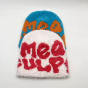 หมวกบีนนี่ลายพิมพ์ Meg Pulp Faux สไตล์สตรีทแฟชั่นสำหรับทุกเพศ สวมใส่ได้ในฤดูหนาว สีฟ้า สีส้ม สีดำ สีเทา ผลิตจากอะคริลิก 100% ถักด้วยคอมพิวเตอร์ สวมใส่สบายๆ - Product Image 3