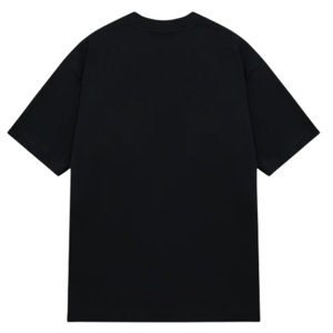 Men Oversized Black T Shirt Short Sleeve Crew Neck Cotton Casual Streetwear Top <b>Small</b> <b>Chest</b> Logo Print Summer Tee - Product Image 2